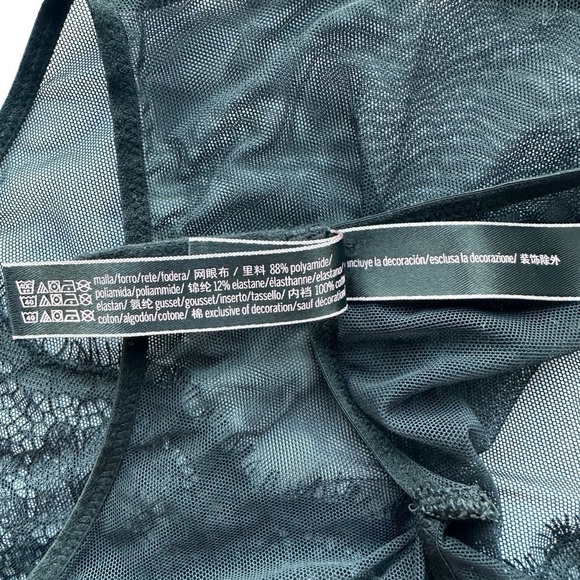 VICTORIA'S SECRET SEXY BLACK LACE MESH SLIP-ON BODYSUIT ONE-PIECE LINGERIE S - Picture 16 of 16